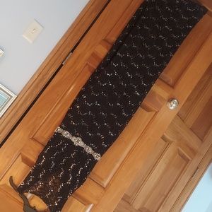 • City Triangles Black Lace Formal Long Dress Silver Sequin Size 11 Jrs Like New